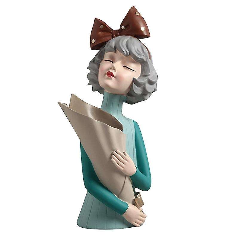 Bouquet Girl Ornaments Sculpture Statue Gifts Living Room TV Cabinet Flower Arrangement Decoration