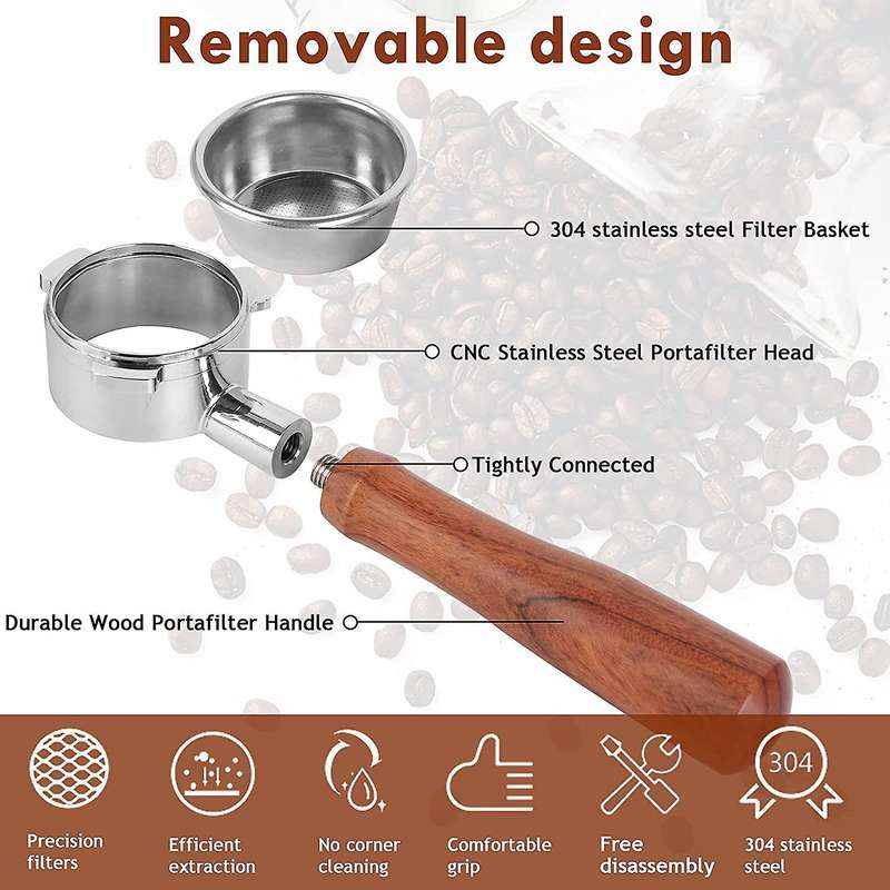 Bottomless Portafilter 54mm for Barista Series and Espresso Machines with Filter Basket and Dosing R