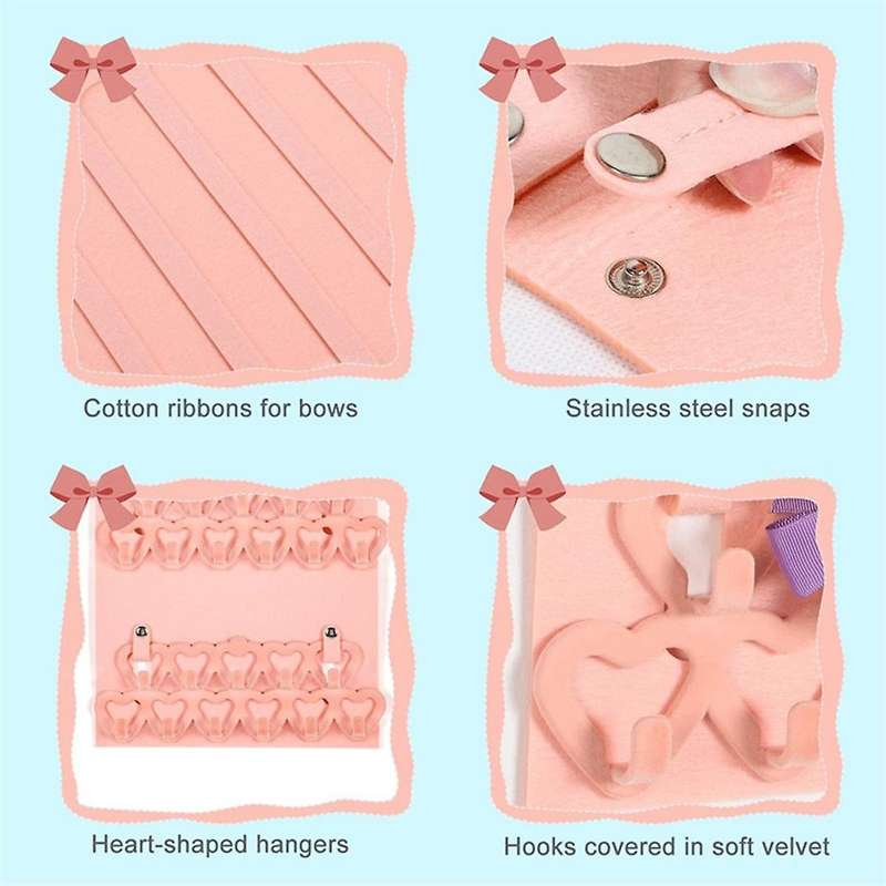 Bow Organizer for Girls,Use Hair Bows Holder Large Felt Hair Clips Storage Hanger,Baby Hair Accesso