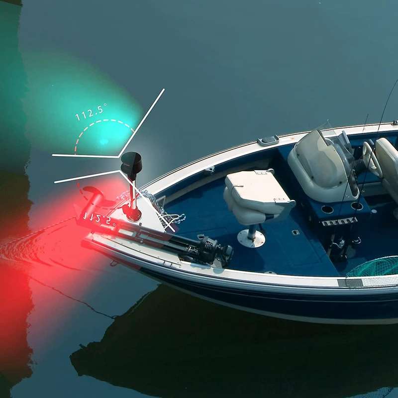 Bow Light LED Boat Navigation Lights Red and Green Bi-Color Light Pole Removable Plug in Base 12 Inc