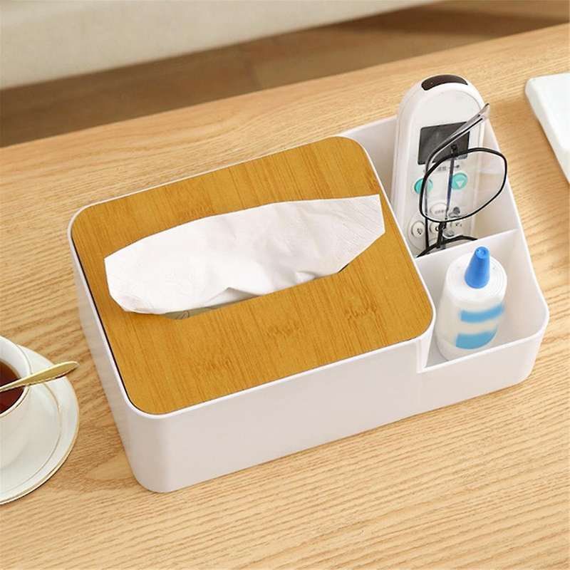 Box Grid Tissue Dispenser Glove Box Plastic Paper Towel Holder Desktop Napkin Case Plastic Bamboo Pa