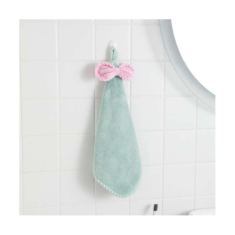 Bowknot Hanging Hand Towels, Coral Fleece Hand Towels with Hanging Loop, Wall Mounted Hand Towels fo