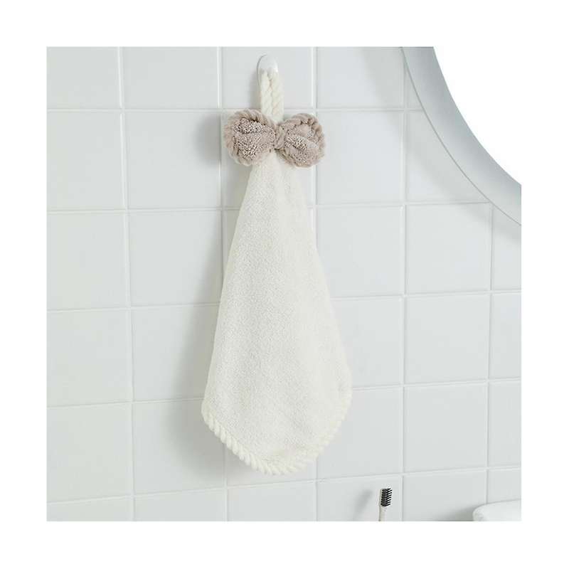 Bowknot Hanging Hand Towels, Coral Fleece Hand Towels with Hanging Loop, Wall Mounted Hand Towels fo