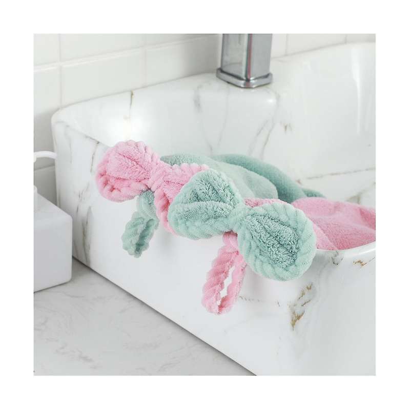 Bowknot Hanging Hand Towels, Coral Fleece Hand Towels with Hanging Loop, Wall Mounted Hand Towels fo