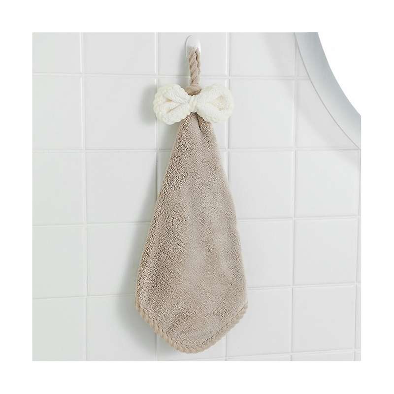 Bowknot Hanging Hand Towels, Coral Fleece Hand Towels with Hanging Loop, Wall Mounted Hand Towels fo