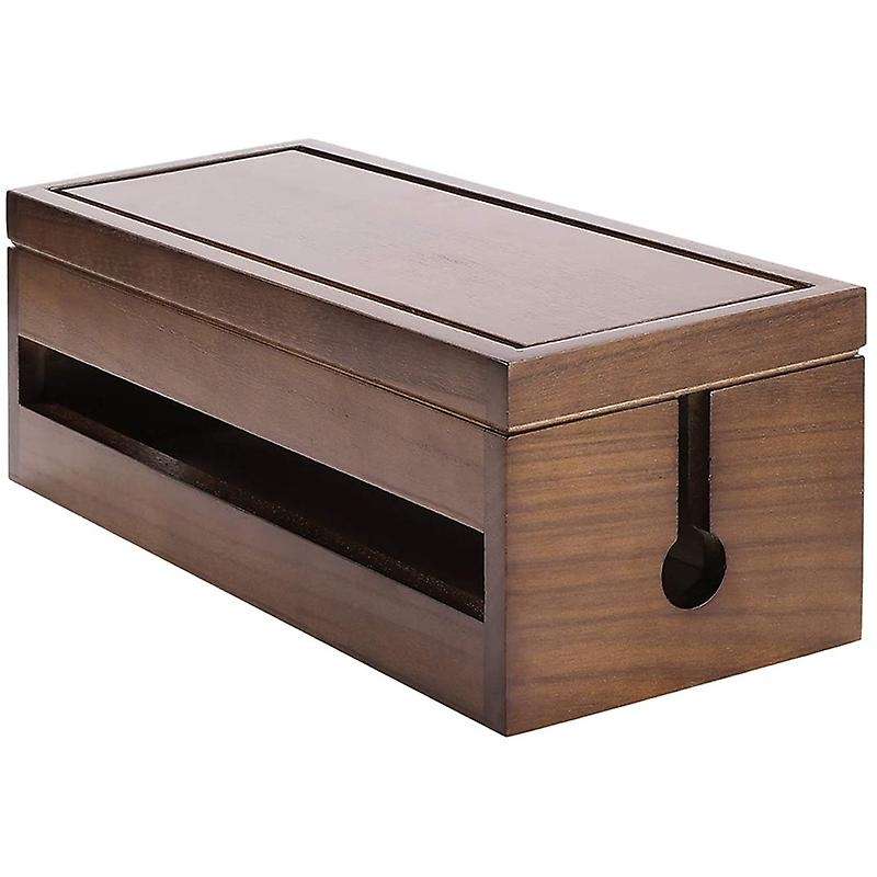 Box Wooden Cord Organizer Box for Extension Cord Power Stripe Surge Protector Wire (coffee Color)