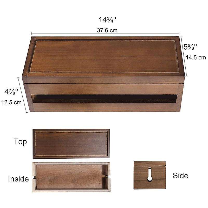 Box Wooden Cord Organizer Box for Extension Cord Power Stripe Surge Protector Wire (coffee Color)