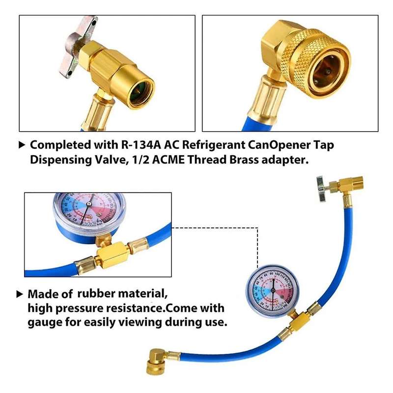 Bpv31 Hose Refrigerant Valve Piercing U-type Piercing Tap Valve Kit Hose Refrigerant Tap with Gauge