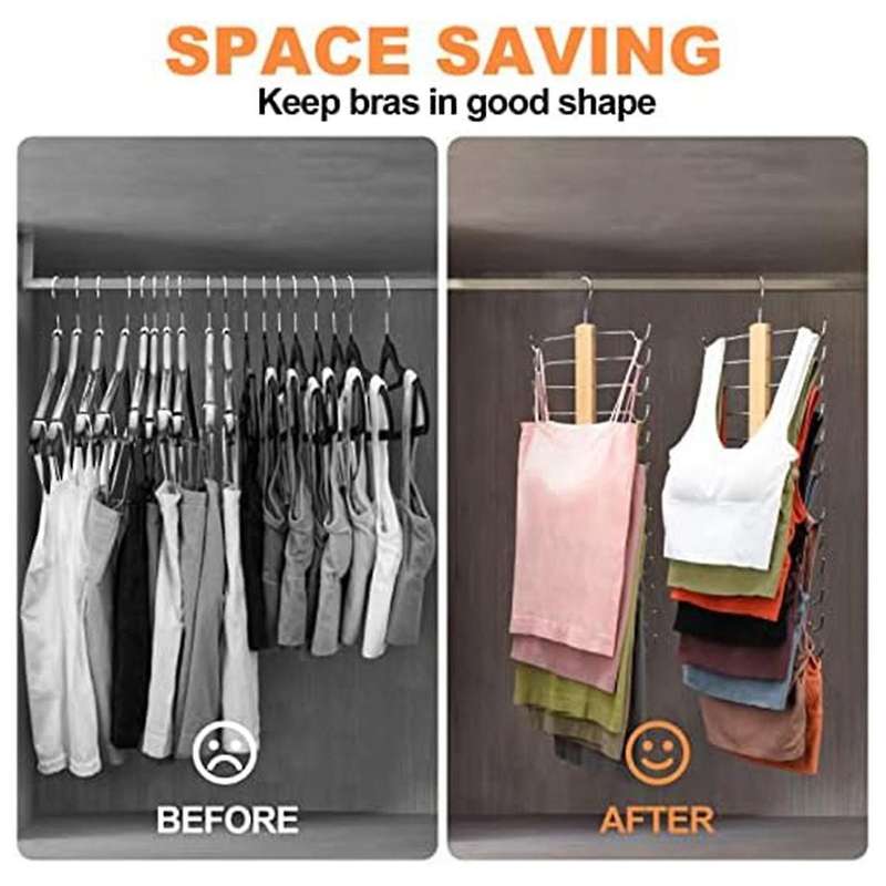 Bra Hanger for Closet,wood Tank Top Hanger 360 Rotating,hold 12 Tank Top Or Bra Organizer Space Savi