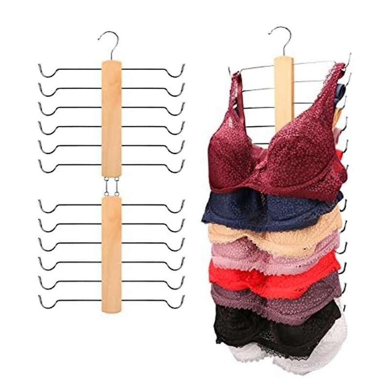 Bra Hanger for Closet,wood Tank Top Hanger 360 Rotating,hold 12 Tank Top Or Bra Organizer Space Savi