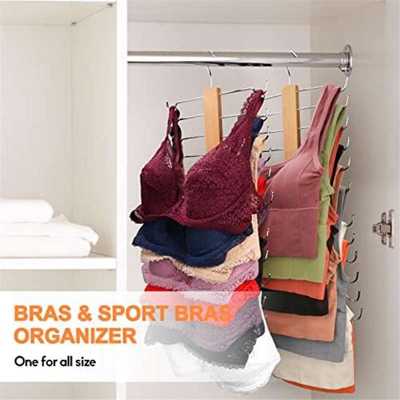 Bra Hanger for Closet,wood Tank Top Hanger 360 Rotating,hold 12 Tank Top Or Bra Organizer Space Savi