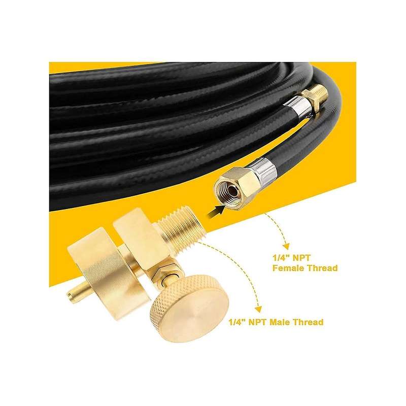 Brass 1LB Propane Gas Disposal Cylinder Bottle Adapter Valve +1/4 Inch NPT Male & M8X1 Female Threa