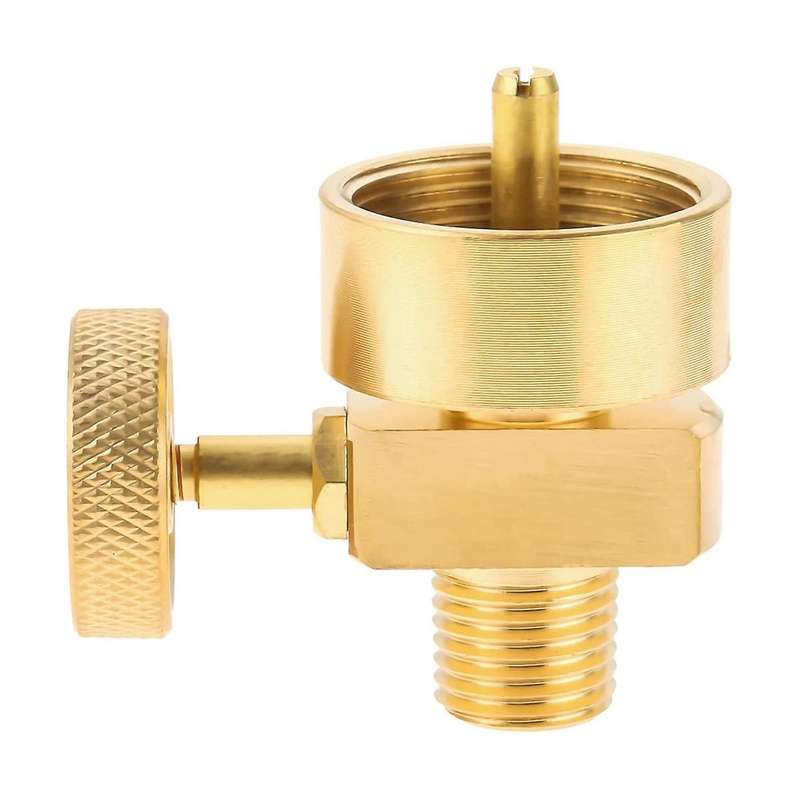 Brass 1LB Propane Gas Disposal Cylinder Bottle Adapter Valve +1/4 Inch NPT Male & M8X1 Female Threa
