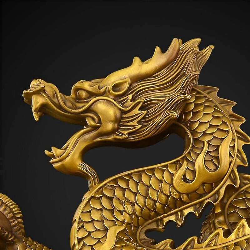 Brass Chinese Feng Shui Dragon Statue Sculpture Home Office Tabletop Ornaments for Wealth and Succes