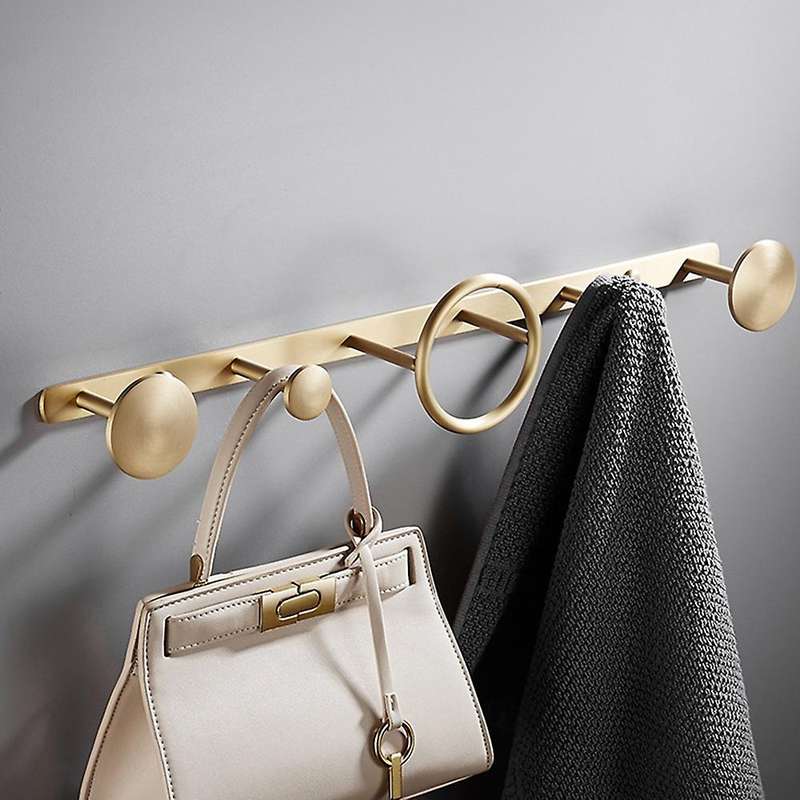 Brass Coat Rack Nordic Room Wall-Mounted Towel Hanger Ring Hanger Bathroom Clothes Hook Row Hook(Gol
