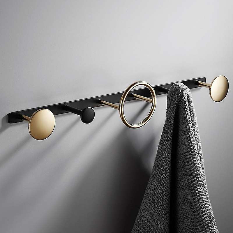 Brass Coat Rack Nordic Room Wall-Mounted Towel Hanger Ring Hanger Bathroom Clothes Hook Row Hook(Gol