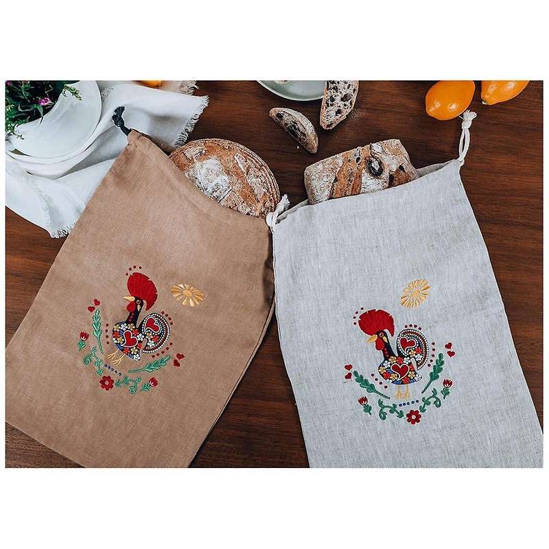 Bread Bags, Embroidered Set Of 2 Reusable Bread Bags for Homemade Bread with Drawstring- Sourdough