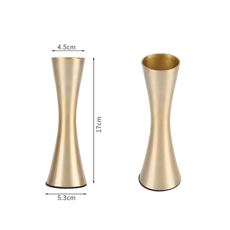 Brass-toned Metal Vase Small Flower Vase 2 Modern Decorative Vase Decor, Wedding Or Gift(gold)