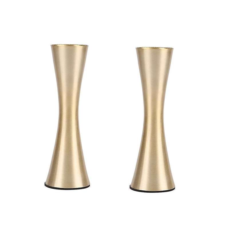 Brass-toned Metal Vase Small Flower Vase 2 Modern Decorative Vase Decor, Wedding Or Gift(gold)