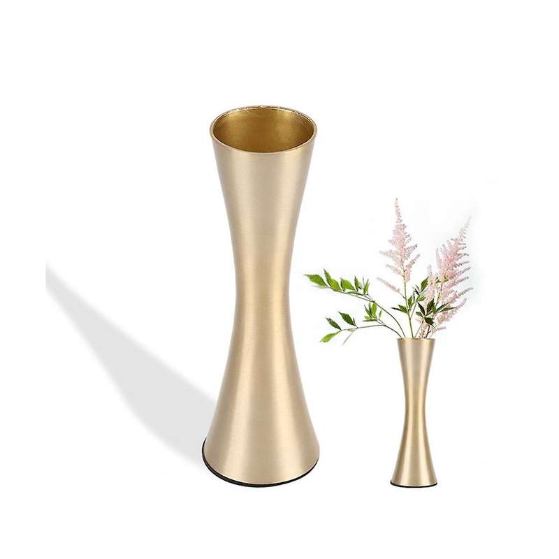 Brass-toned Metal Vase Small Flower Vase 2 Modern Decorative Vase Decor, Wedding Or Gift(gold)