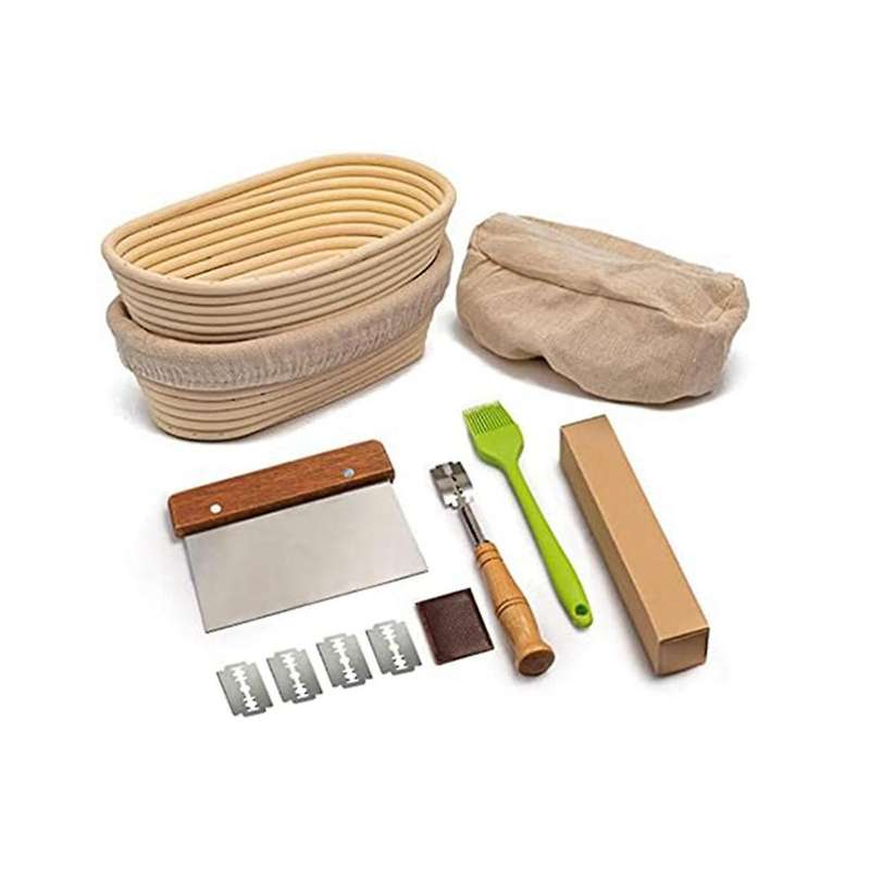 Bread Baking Set, Oval Bread Fermentation Basket, with Flour Mixer Accessories, Used for Kitchen Mak