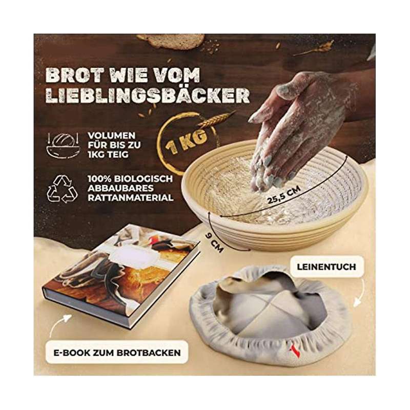 Bread Fermentation Basket Rattan Dough Dough Mold Set Cutter Round Basket European Bag Baking Baske