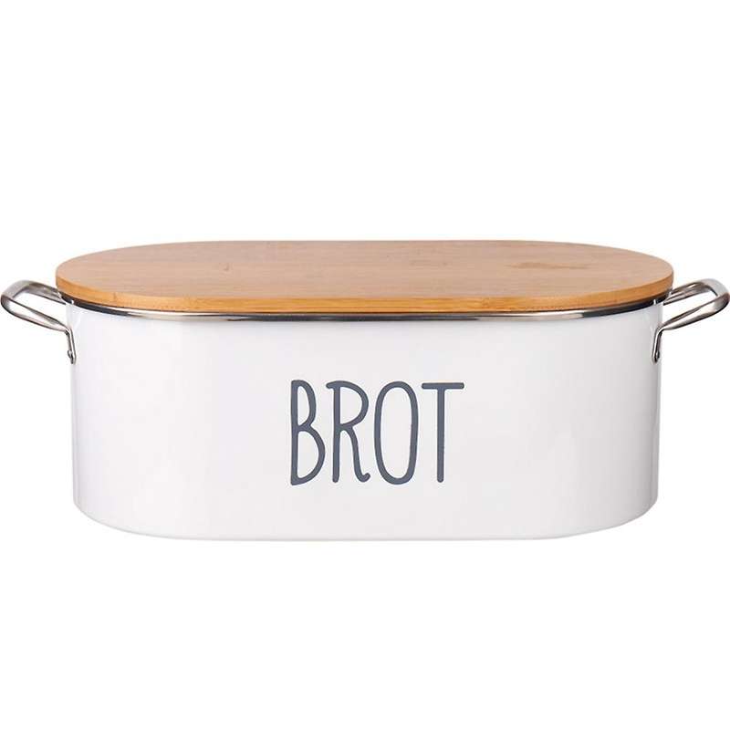 Bread Box Metal Bread Storage Box with Bamboo Cover As Cutting Board Kitchen Storage Container Suita