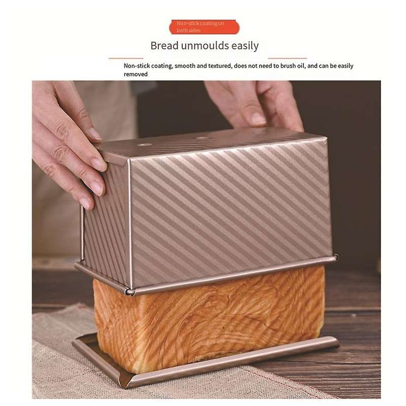 Bread Pan with Lid Non-Stick Baking Pan Baking Bread Carbon Steel Corrugated Bread Toast Box Mold wi