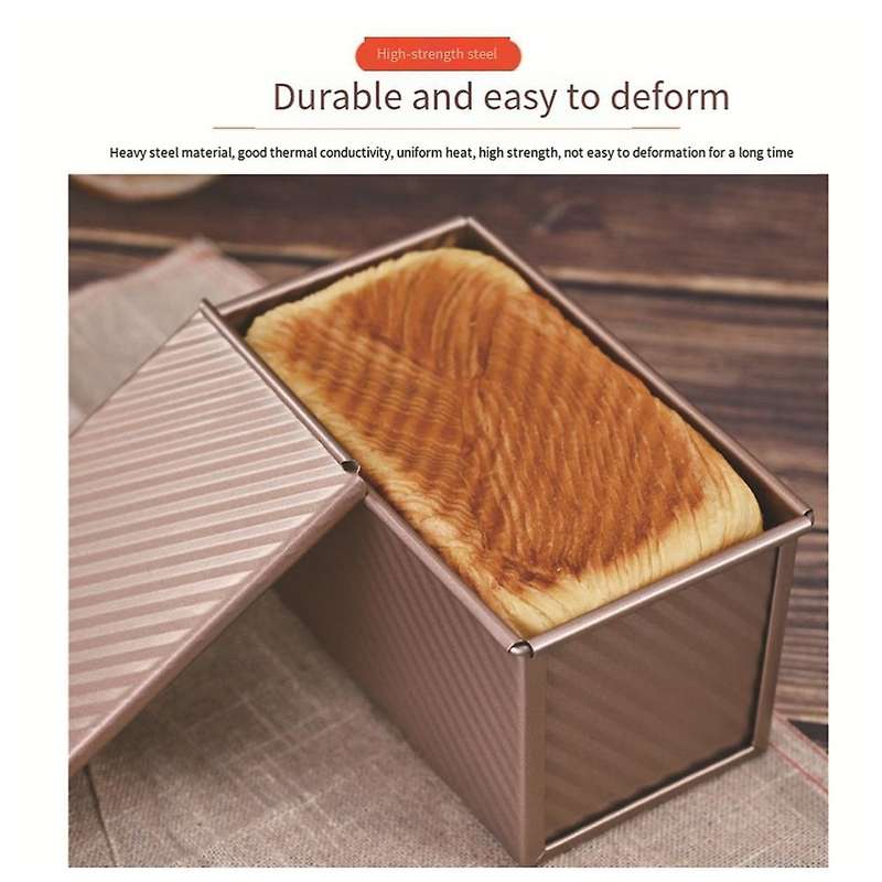 Bread Pan with Lid Non-Stick Baking Pan Baking Bread Carbon Steel Corrugated Bread Toast Box Mold wi