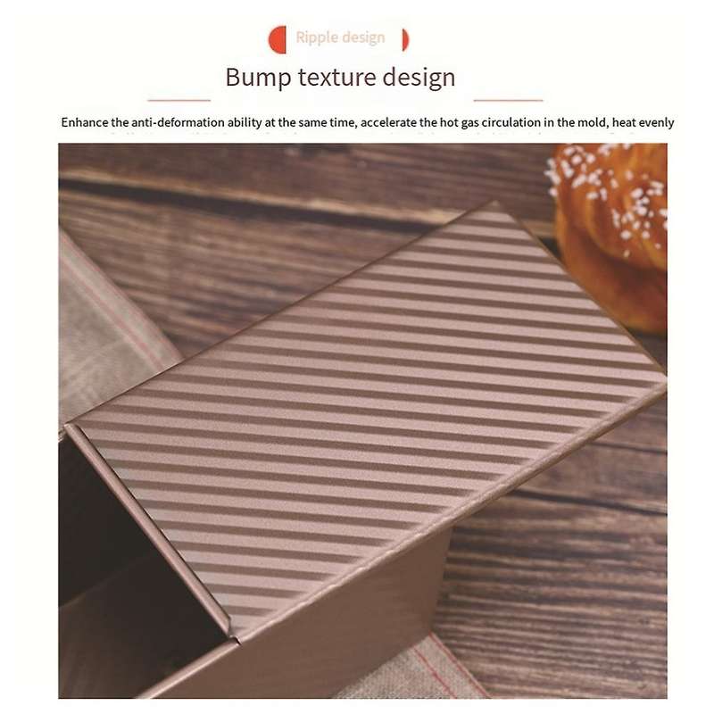 Bread Pan with Lid Non-Stick Baking Pan Baking Bread Carbon Steel Corrugated Bread Toast Box Mold wi