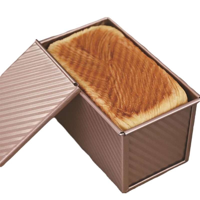 Bread Pan with Lid Non-Stick Baking Pan Baking Bread Carbon Steel Corrugated Bread Toast Box Mold wi