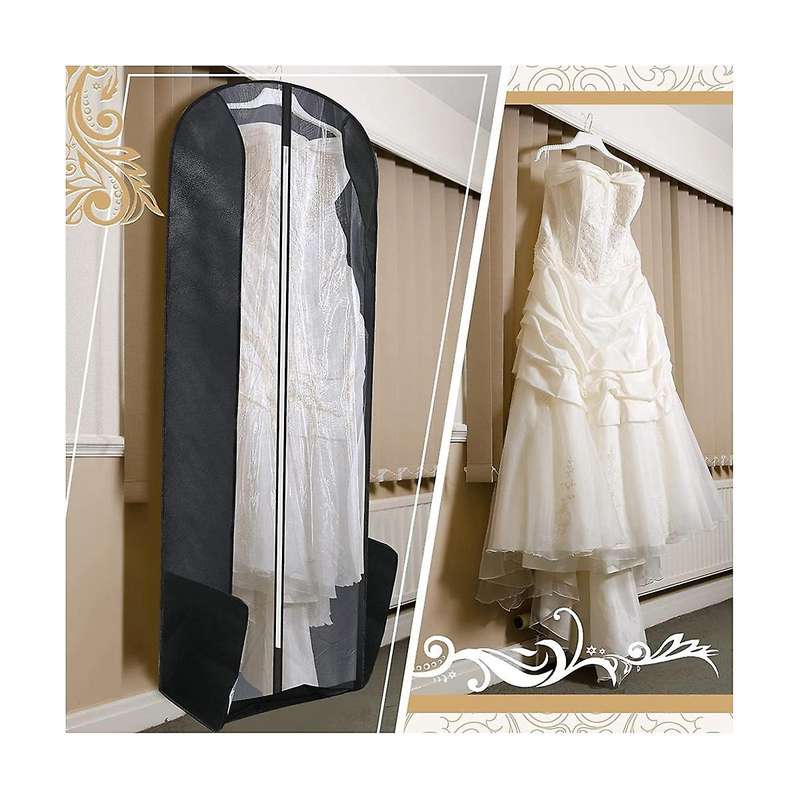 Bridal Wedding Gown Dress Garment Bag, Foldable Covers Hanging Luggage Storage with Pockets