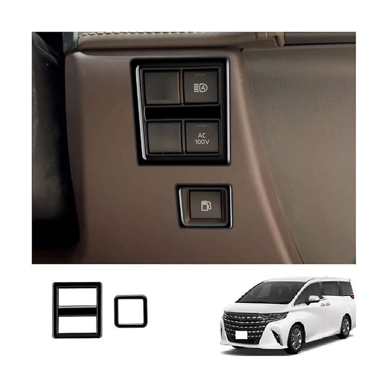 Bright Black Car Fuel Tank Headlights Switch Panel Trim Frame Cover Sticker for Alphard 40 Series 20