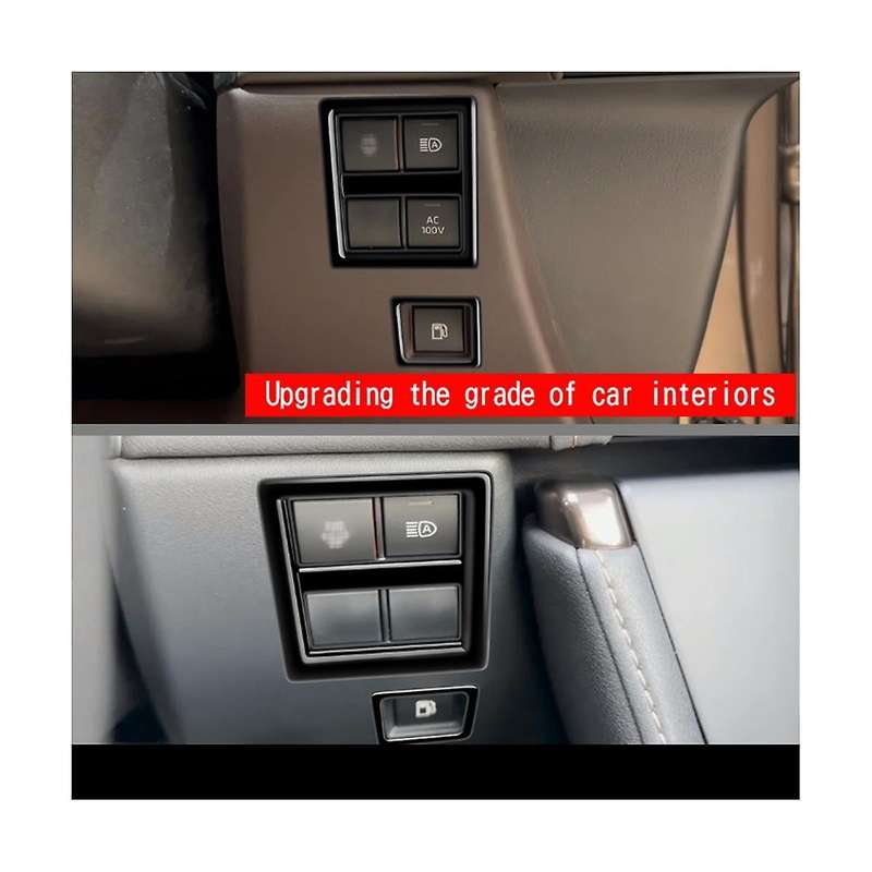 Bright Black Car Fuel Tank Headlights Switch Panel Trim Frame Cover Sticker for Alphard 40 Series 20