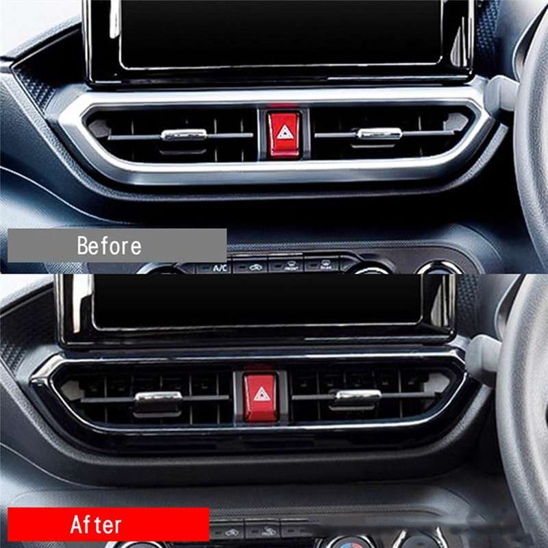 Bright Black Car Interior Dashboard Center Console Air Vent A/C Outlet Frame Cover Trim for Raize/