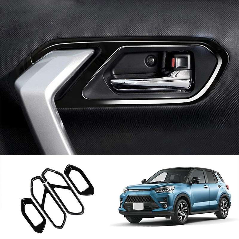 Bright Black Car Interior Door Handle Bowl Panel Frame Cover Trim Sticker for Raize/ 2020-2022