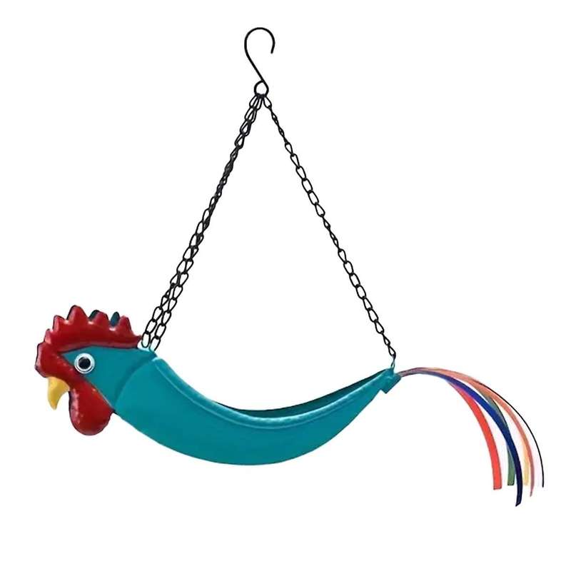 Bright Colorful Chicken Hanging Planter Yard Decor Hanging Planter for Indoor Outdoor Decor, Plant H