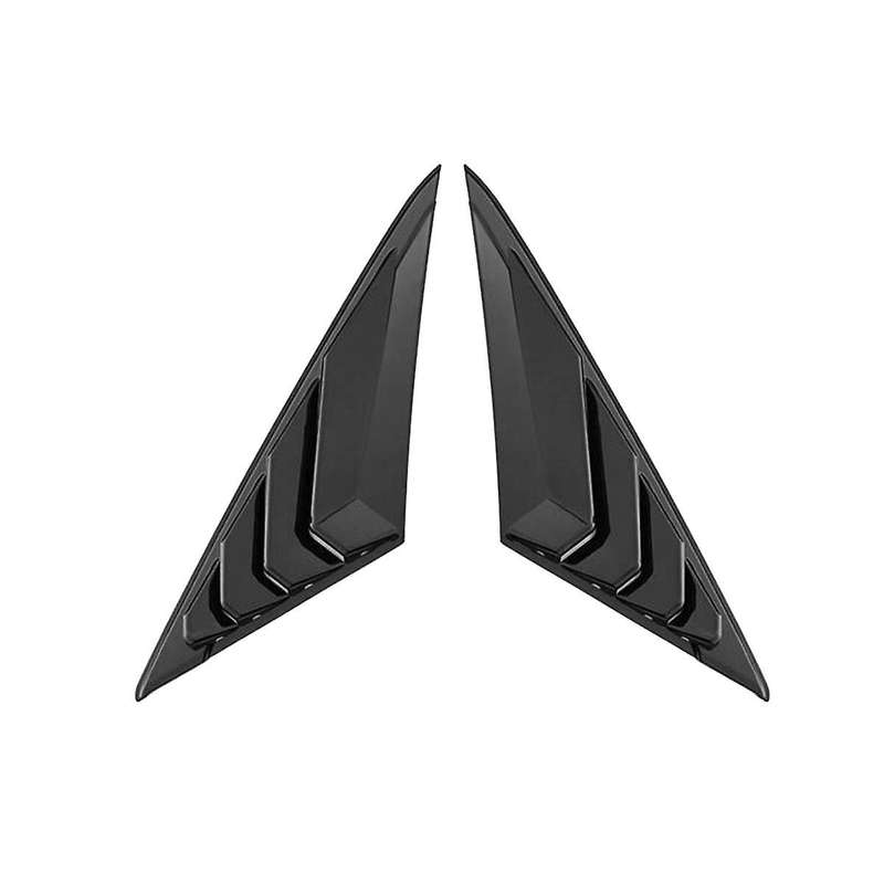 Bright Black Rear Side Vent Quarter Window Louver Shutter Cover Trim for 2021-2023
