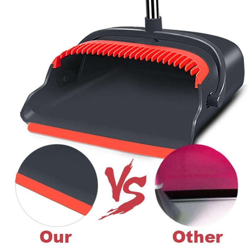 Broom and Dustpan Set Self-Cleaning with Dustpan Teeth Indoor&Outdoor Sweeping for Pets Home Garbage
