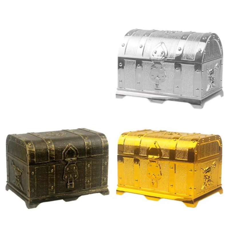 Bronze Square Cover Hunt Pirate Hidden Box Plastic Decorative House Game for Kids Retro Party Decora