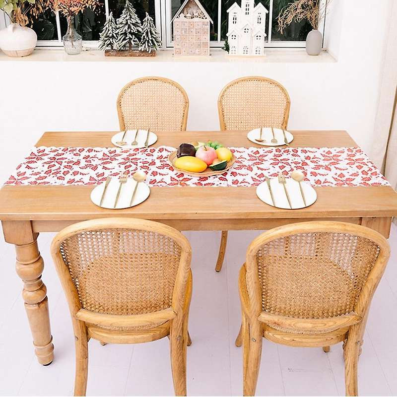 Bronzing Christmas Table Runner - Star Leaf Snowflake Tablecloth Placemat with for Xmas Table Decor