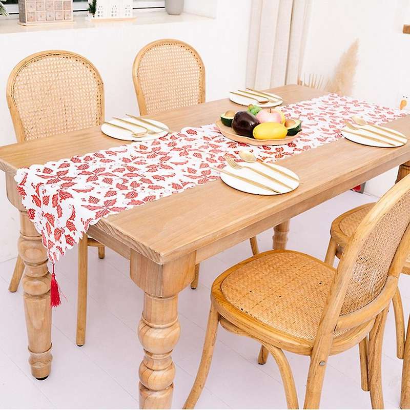 Bronzing Christmas Table Runner - Star Leaf Snowflake Tablecloth Placemat with for Xmas Table Decor