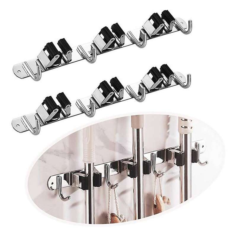 Broom and Mop Holder Wall Mounted Broom Holder Stainless Steel Mop Holder Self Adhesive Heavy Duty H