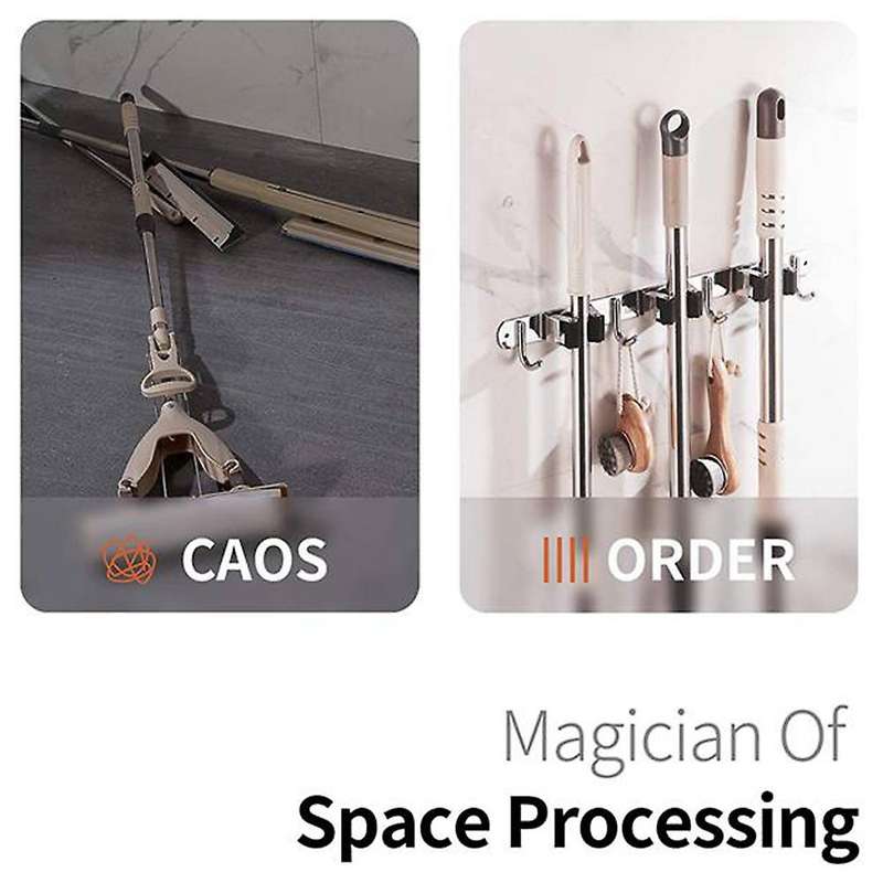 Broom and Mop Holder Wall Mounted Broom Holder Stainless Steel Mop Holder Self Adhesive Heavy Duty H