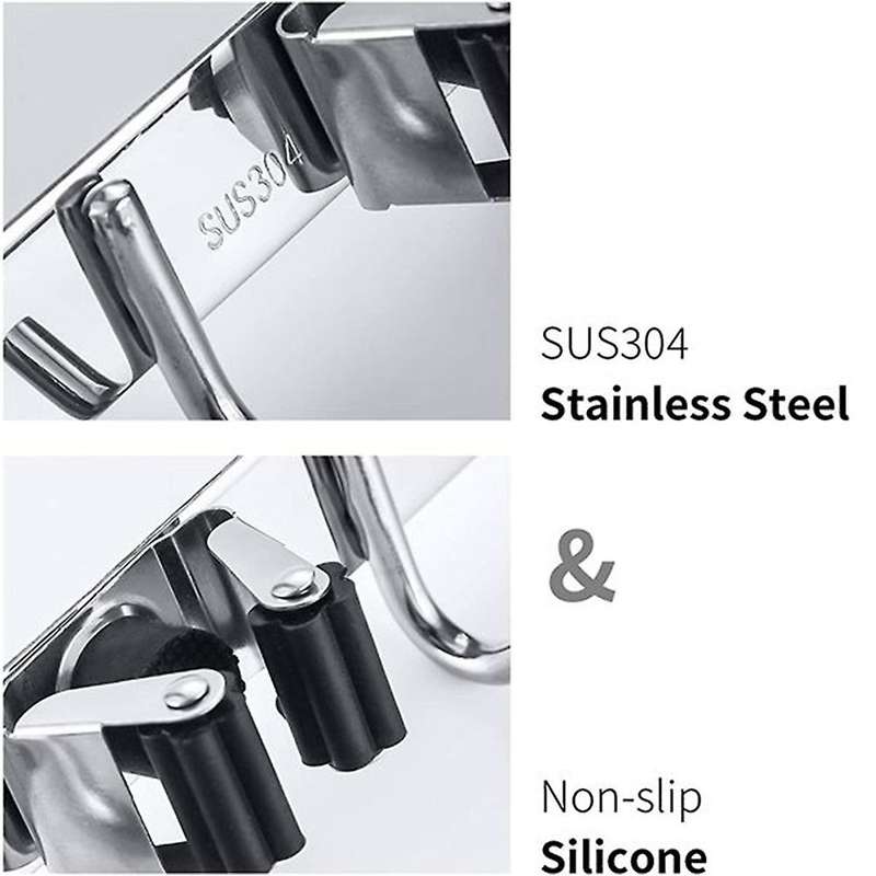 Broom and Mop Holder Wall Mounted Broom Holder Stainless Steel Mop Holder Self Adhesive Heavy Duty H