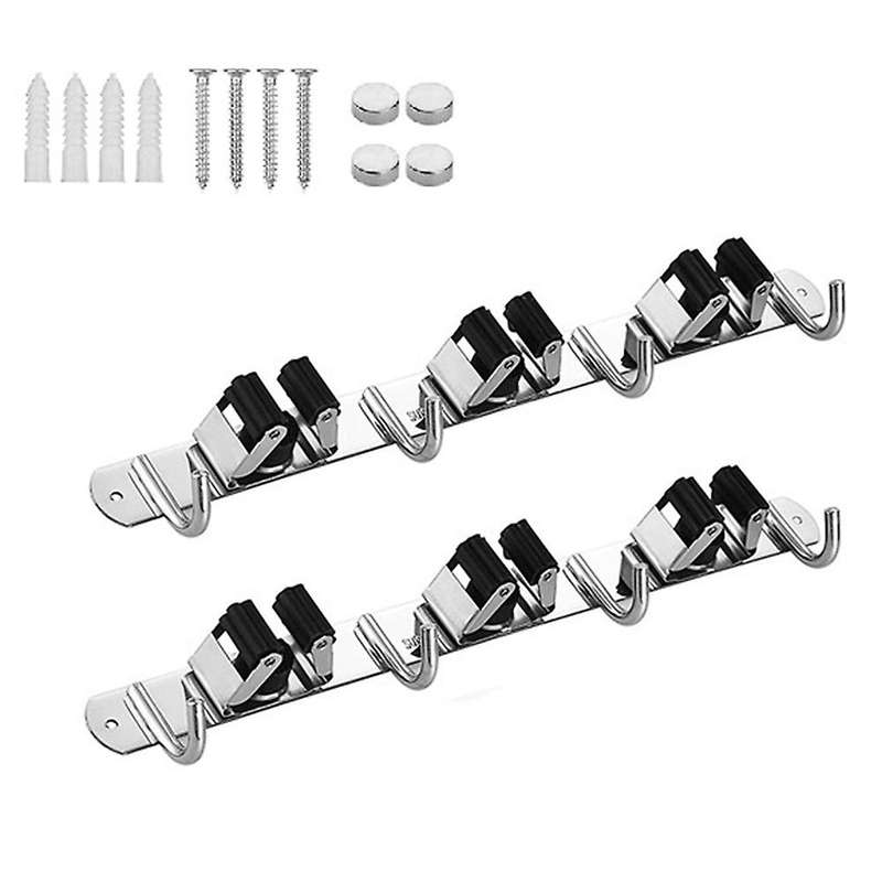 Broom and Mop Holder Wall Mounted Broom Holder Stainless Steel Mop Holder Self Adhesive Heavy Duty H