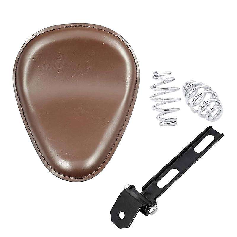 Brown Leather Motorcycle Solo Seat 3inch Springs Bracket Mount Kit for Chopper