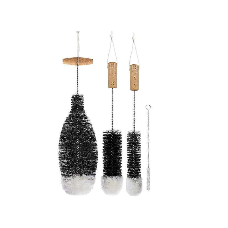 Brush Cleaning Brush, Pack Of 4 Brushes and 3 Organising Hooks Cleaner for Washing Narrow Necks