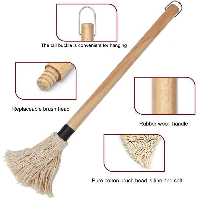 Brush, Bbq Cleaner Long Handle Wooden Bbq Brush for Cooking Roasting Grilling Bbq Accessories Tool