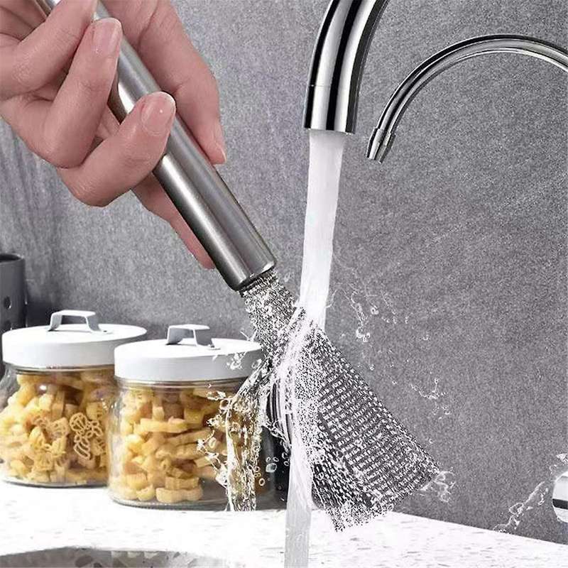 Brush for Kitchen Stainless Steel Wire and Handle with Hang Hook Scrub Dish Pot Stove Plate